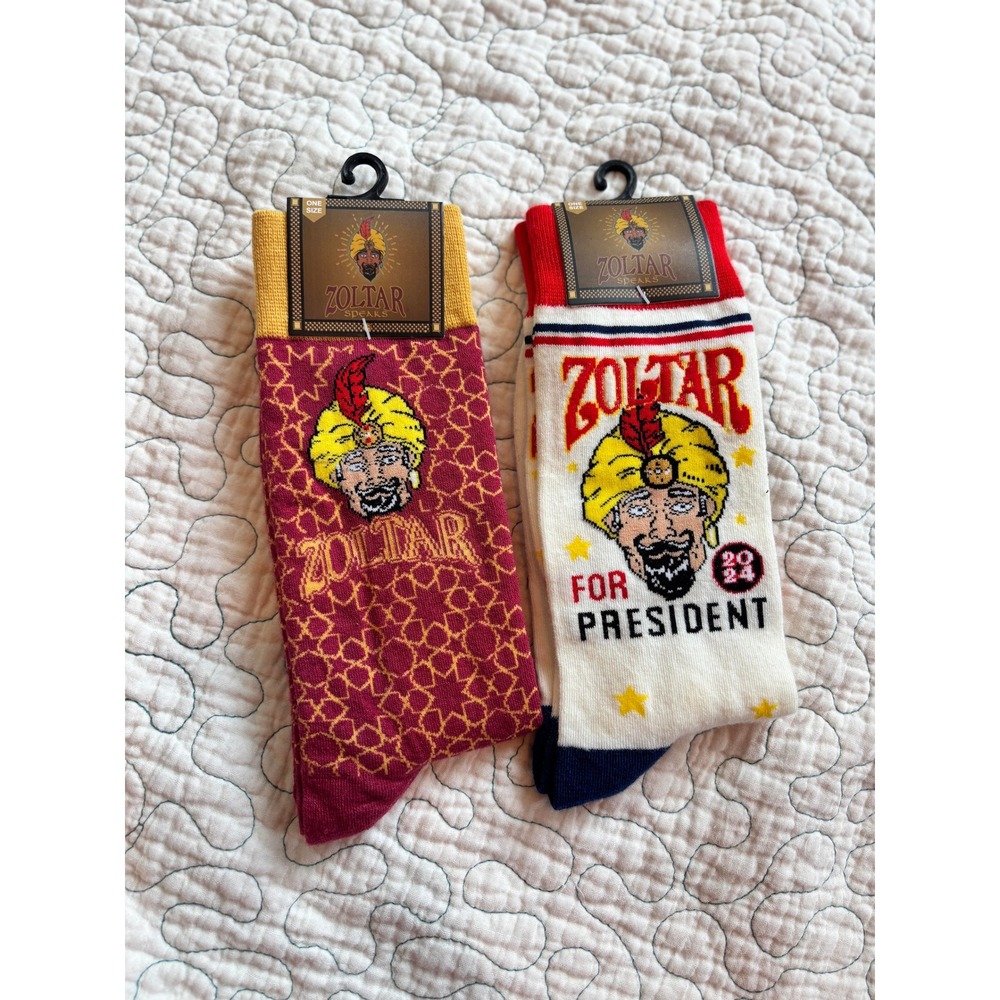 Zoltar Speaks Mens Crew‎ Socks 2 Pair Bundle Fortune Teller President 2024 OS